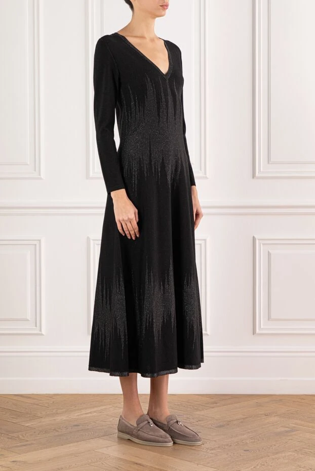D.Exterior черное платье из тонкого трикотажа с эффектом мерцания 191369 - фото 3