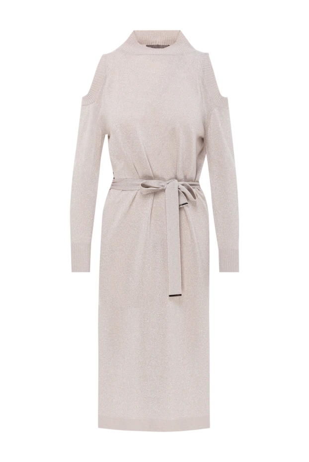 Gray dress with knit texture and elegant belt - photo 1