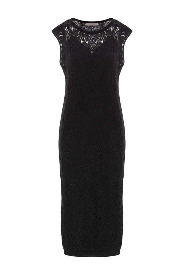 Черное платье с ажурной текстурой без рукавов - фото 1
