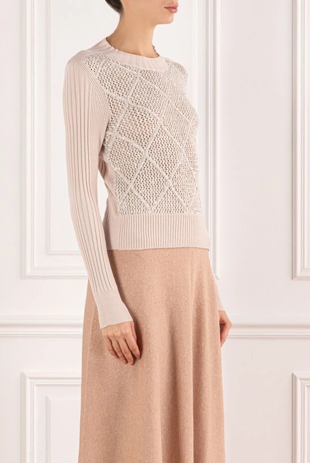 D.Exterior люрекс жиегі және жоғары өрнегі бар кремді секіргіш 191380 - фото 3