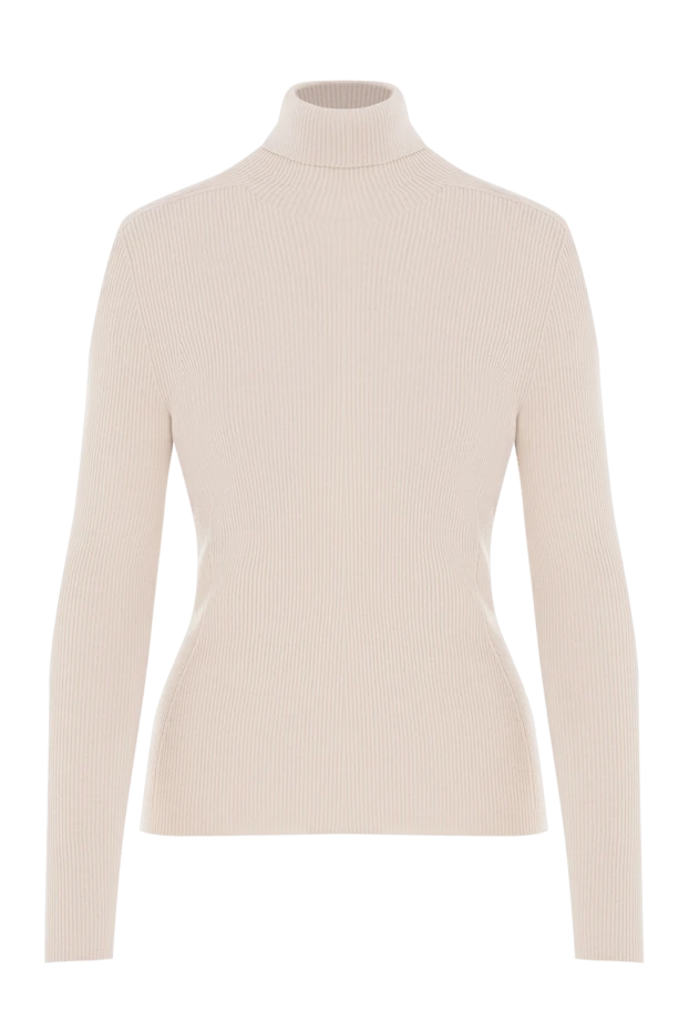 Әйелдерге арналған бежевый түсті қабырғалы водолазка, силуэті бар - фото 1