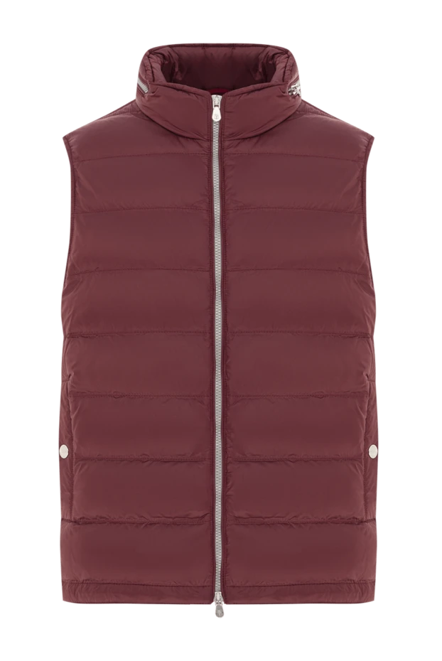 Бордовый стеганый пуховый жилет с объемным воротником
- фото 1