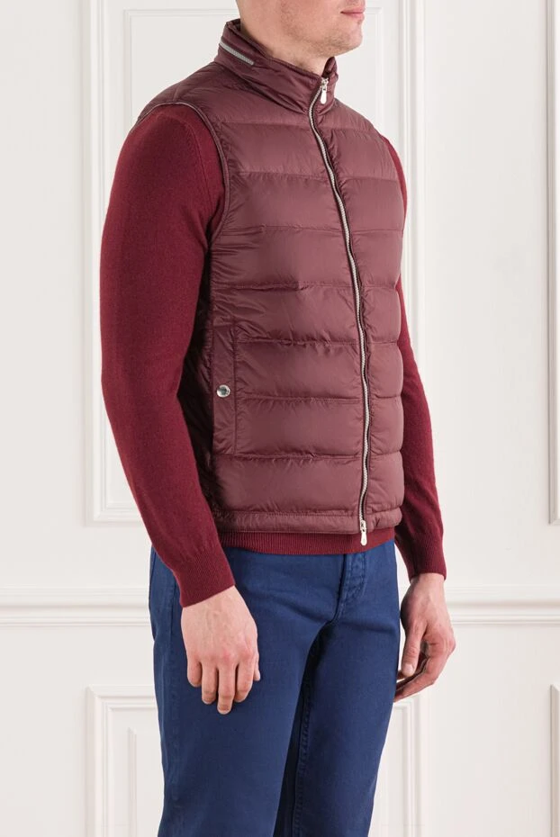 Brunello Cucinelli бордовый стеганый пуховый жилет с объемным воротником
 191400 - фото 3