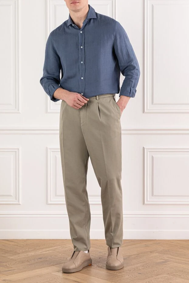 Brunello Cucinelli beige cotton trousers in a straight silhouette with a simple trim
 191410 - photo 2