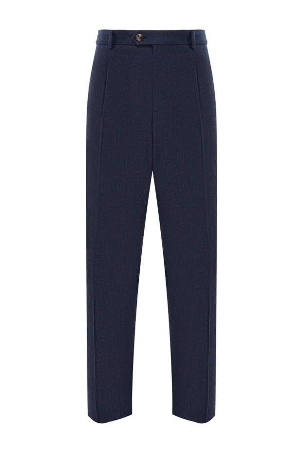 Classic men's blue wool trousers with pleats
- photo 1