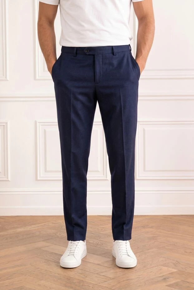 Brunello Cucinelli classic navy blue wool trousers with creases 191412 - photo 1