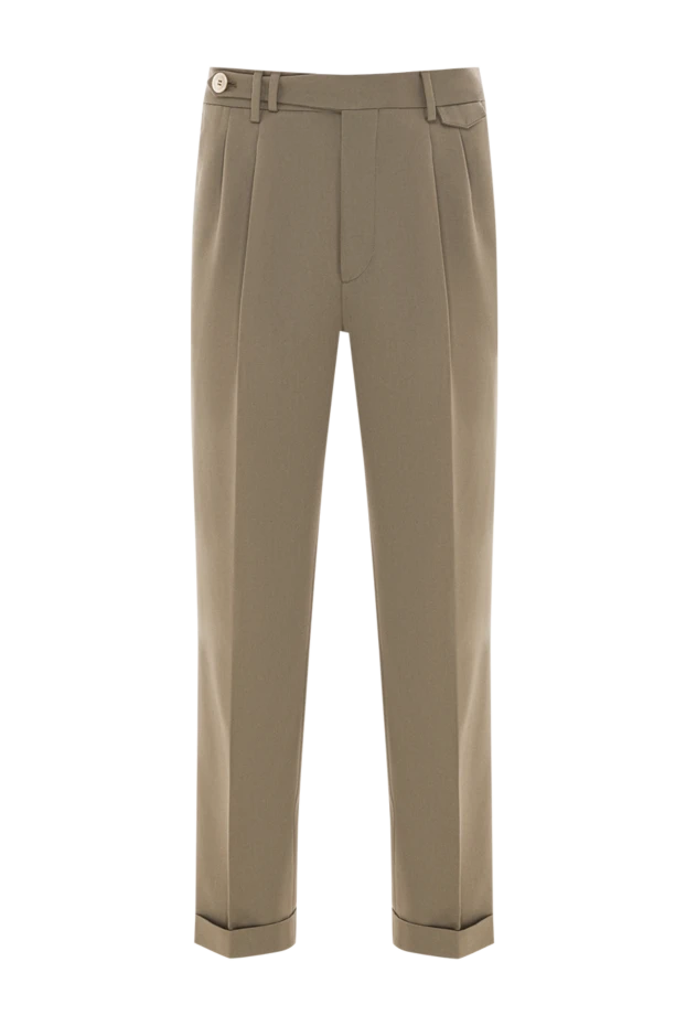 Brunello Cucinelli men's khaki trousers with pleats and turn-ups at the hem 191413 - photo 1