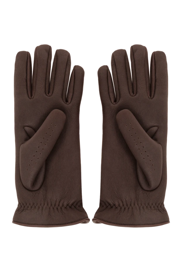 Brunello Cucinelli brown suede gloves with fur 191417 - photo 3