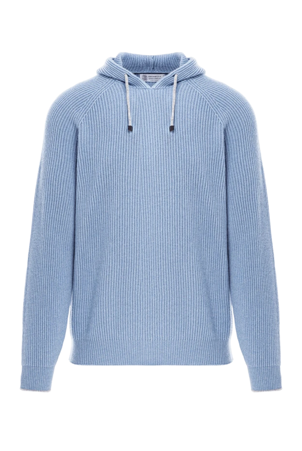 Ашық көк қырлы кашемирден жасалған капюшон - фото 1