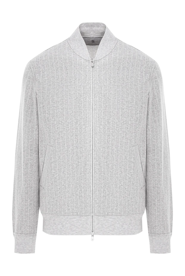 Спортивная кофта светло серая из трикотажа в вертикальную полоску
- фото 1