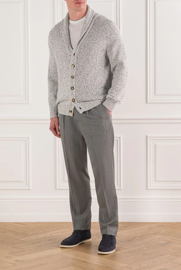 Кардиган из кашемира с шалевым воротником и пуговицами - фото 2