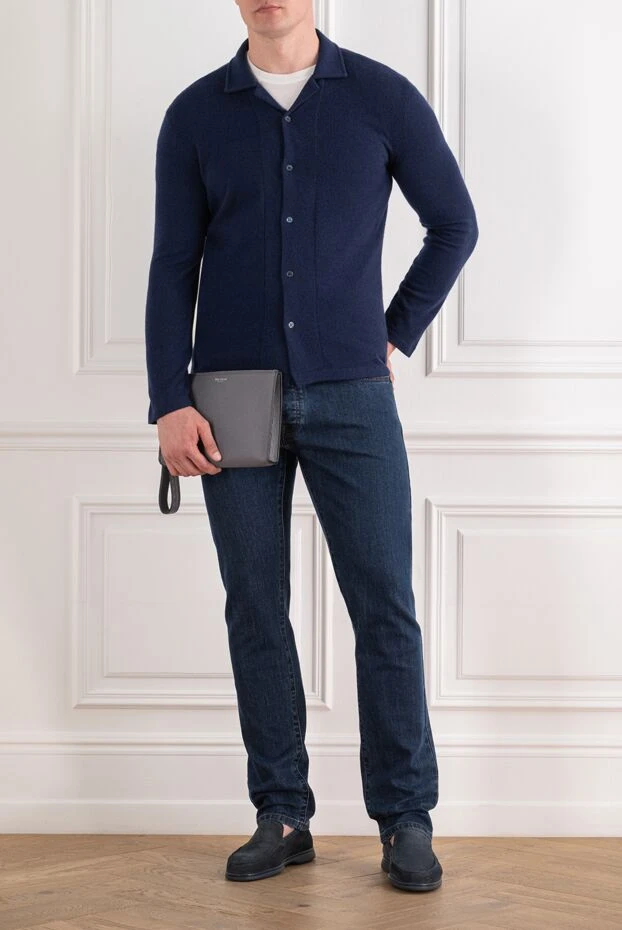 Brunello Cucinelli ерлерге арналған түймелері бар көк түсті тоқылған кардиган 191427 - фото 2