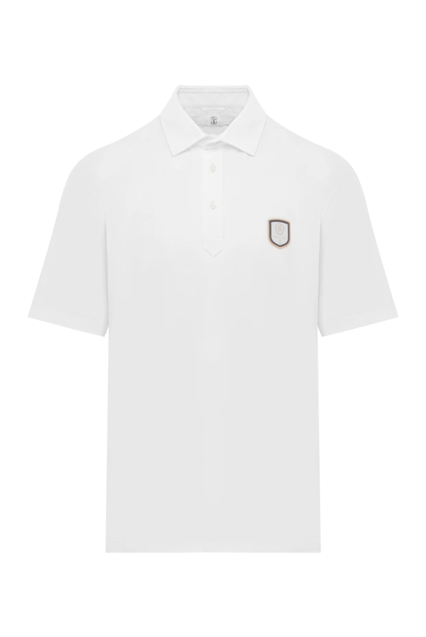 Brunello Cucinelli white cotton polo shirt with contrast chest chevron 191428 - photo 1