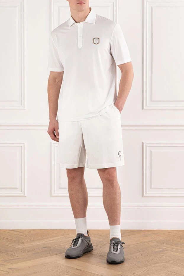 Brunello Cucinelli white cotton polo shirt with contrast chest chevron 191428 - photo 2