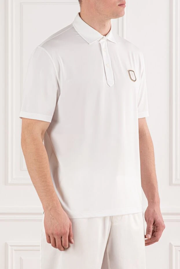 Brunello Cucinelli white cotton polo shirt with contrast chest chevron 191428 - photo 3
