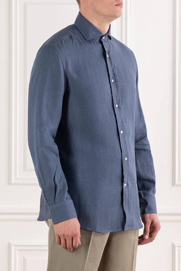 Brunello Cucinelli жұмсақ күңгірт құрылымы бар көк қарасора көйлек 191431 - фото 3