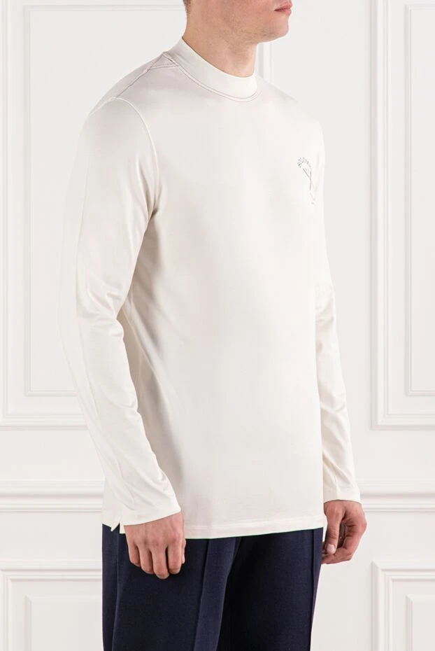 Brunello Cucinelli қарапайым логотипі бар ашық түсті жібек свиттері 191434 - фото 3