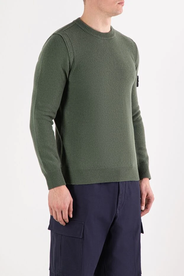 Stone Island мужской джемпер из мягкой шерсти зеленого оттенка
 191437 - фото 3