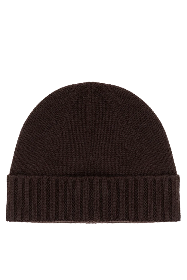 Stone Island коричневая шапка из чистого кашемира с ребристыми манжетами и одноцветной нашивкой 191445 - фото 3