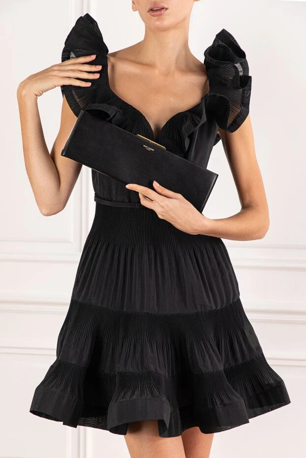 Saint Laurent большой черный клатч midnight из гладкой кожи 191455 - фото 2