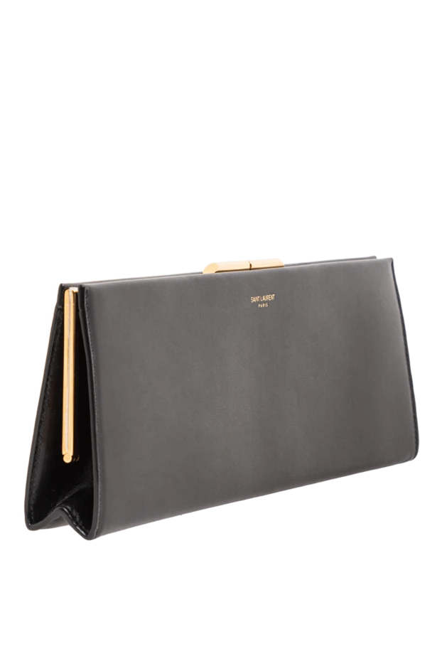 Saint Laurent большой черный клатч midnight из гладкой кожи 191455 - фото 3