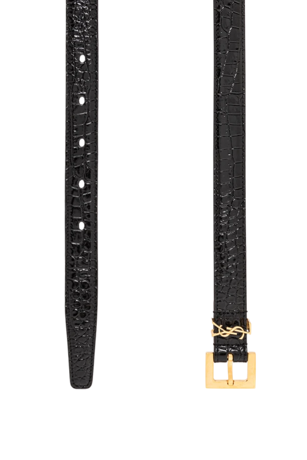 Saint Laurent қолтырауын бедері және алтын бұйымдары бар патенттелген былғары белбеу 191458 - фото 3