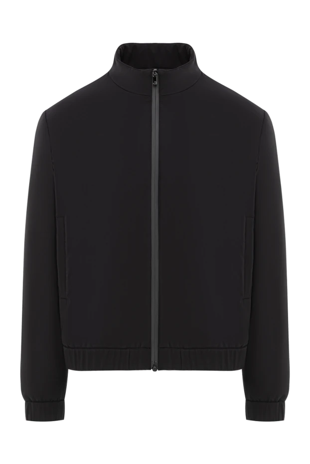 Black cropped jacket with a soft matte texture - photo 1