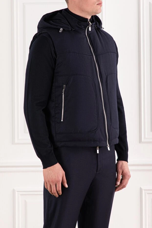Tombolini жилетка с капюшоном в тёмно синем цвете и большими карманами 191468 - фото 3
