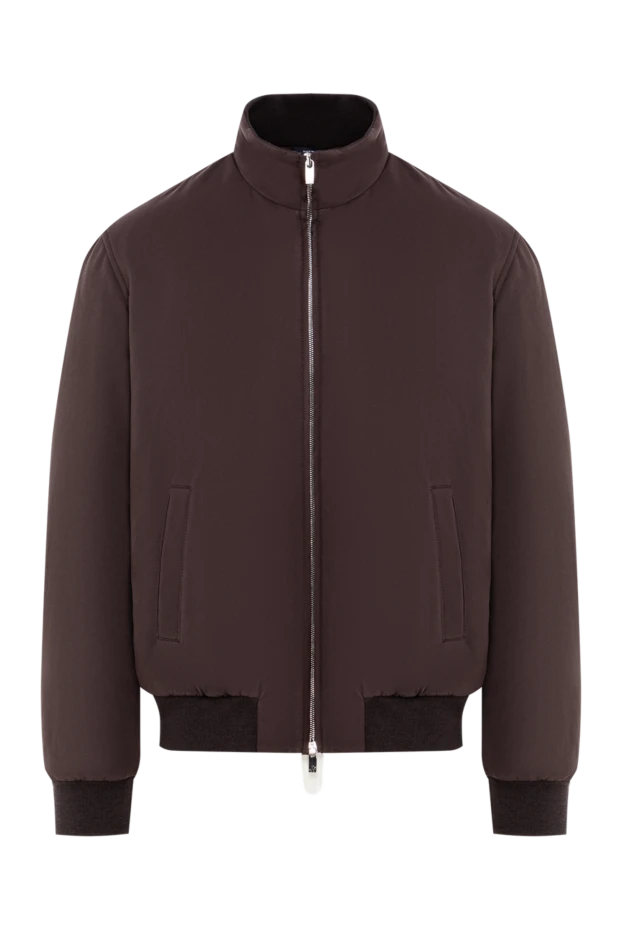 Brown insulated bomber jacket with a high collar and a zipper - photo 1