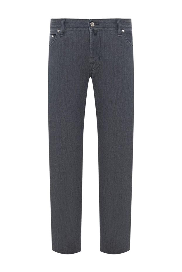 Джинсы серые базовые из гладкого хлопкового полотна - фото 1