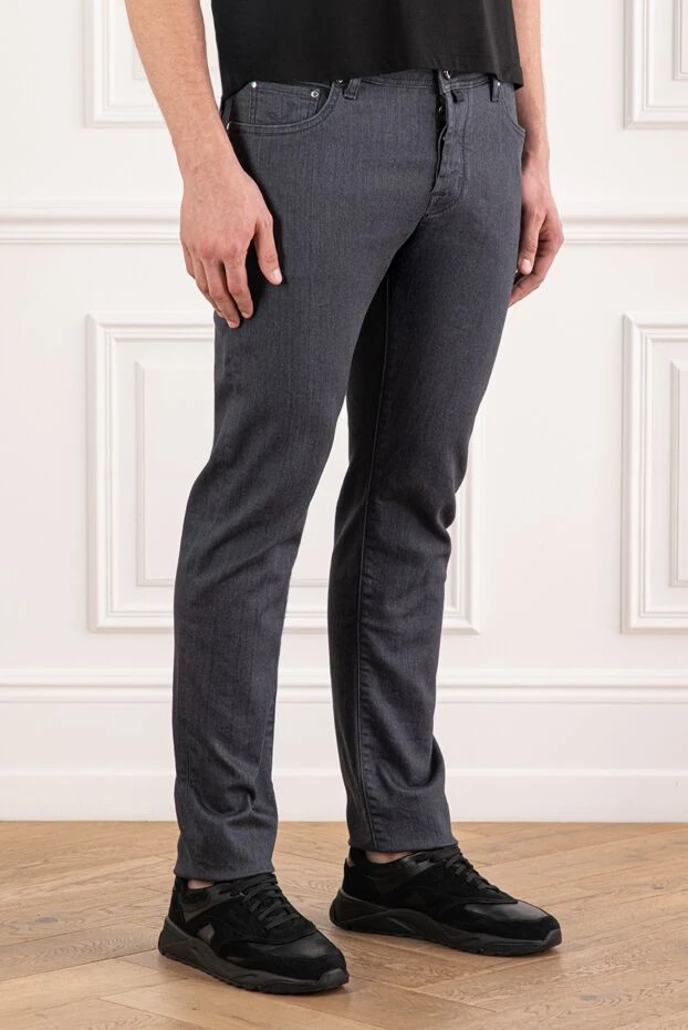 Jacob Cohen джинсы серые базовые из гладкого хлопкового полотна 191496 - фото 3