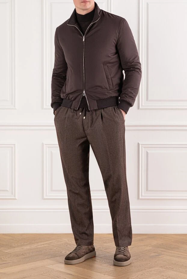 Jacob Cohen коричневые брюки из хлопка и шерсти с рельефной структурой 191500 - фото 2