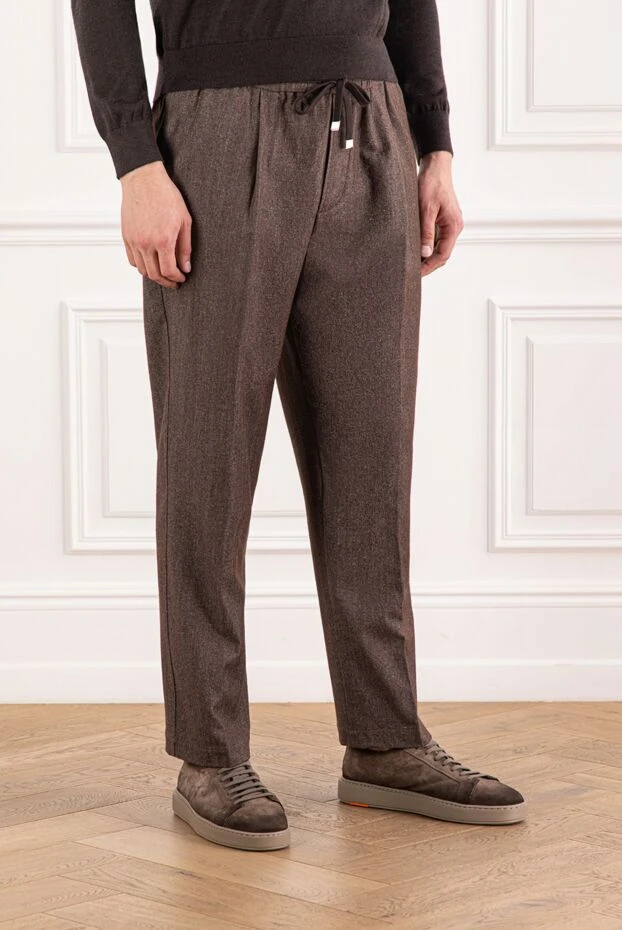 Jacob Cohen коричневые брюки из хлопка и шерсти с рельефной структурой 191500 - фото 3