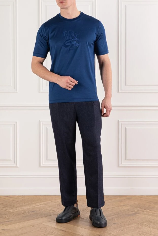 Jacob Cohen меланж жүнінен тігілген, белі серпімді және тартылған бауы бар шалбар 191502 - фото 2