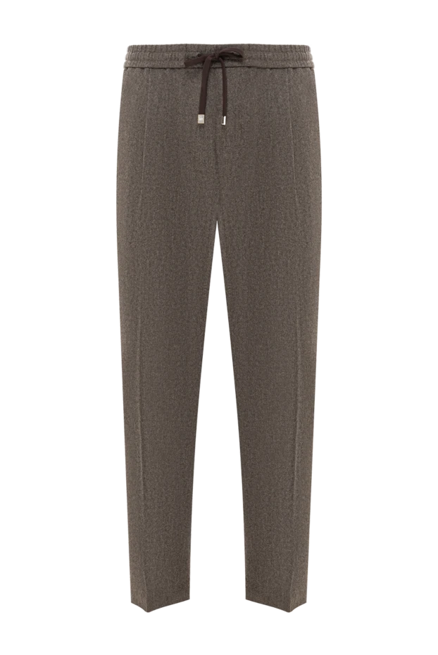 Brown wool trousers with drawstring - photo 1