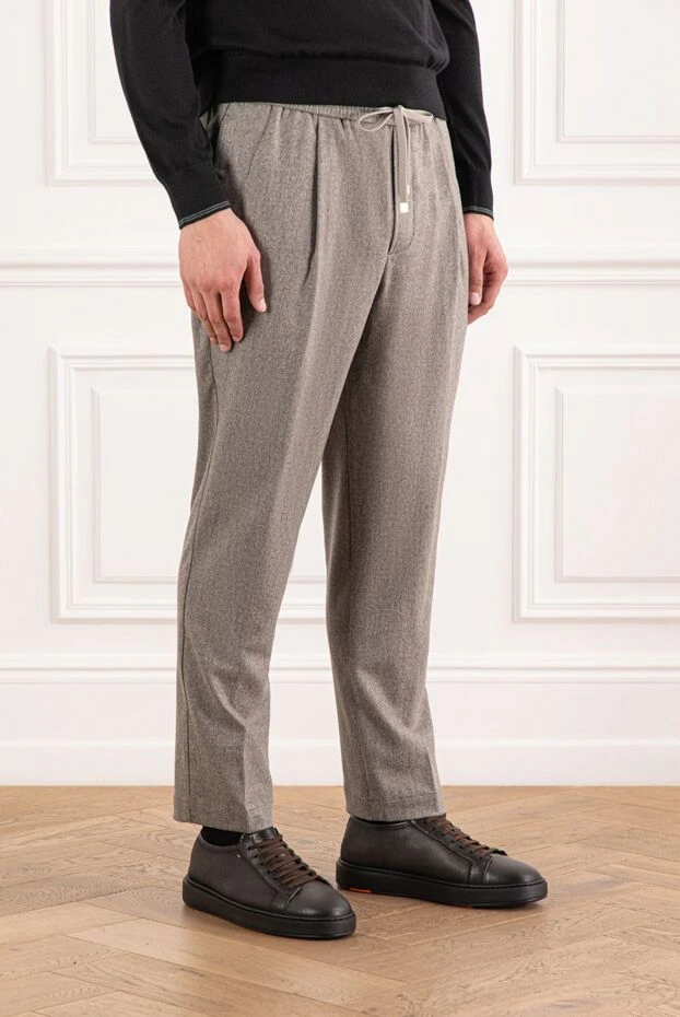 Jacob Cohen бежевые шерстяные брюки с мягкой фактурой и кулиской 191507 - фото 3