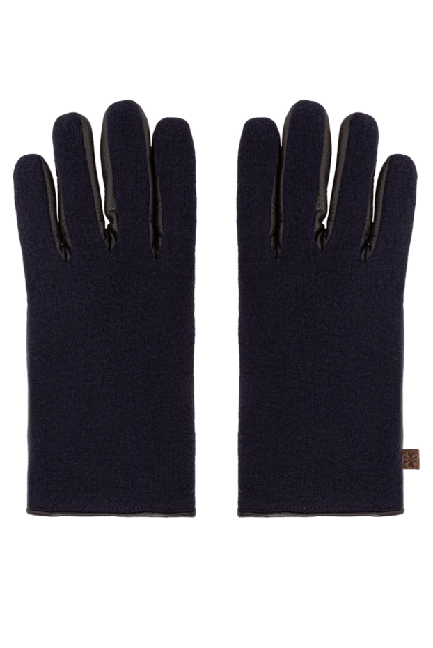 Перчатки из кожи и кашемира черного и темно-синего цветов - фото 1