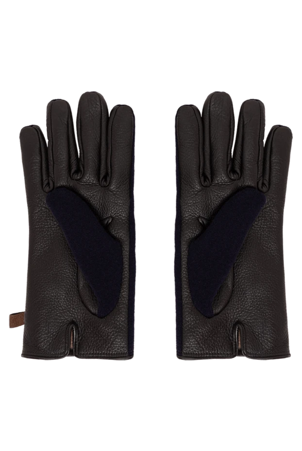 Jacob Cohen leather and cashmere gloves in black and dark blue 191508 - photo 3