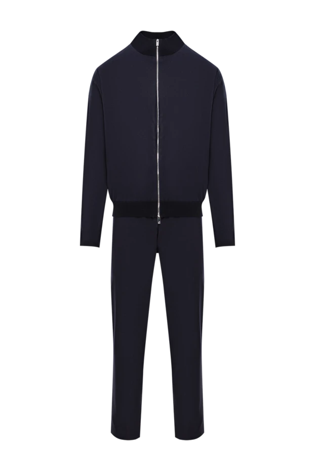 Қою көк түсті бомбардир күртеше бар жүн костюм - фото 1