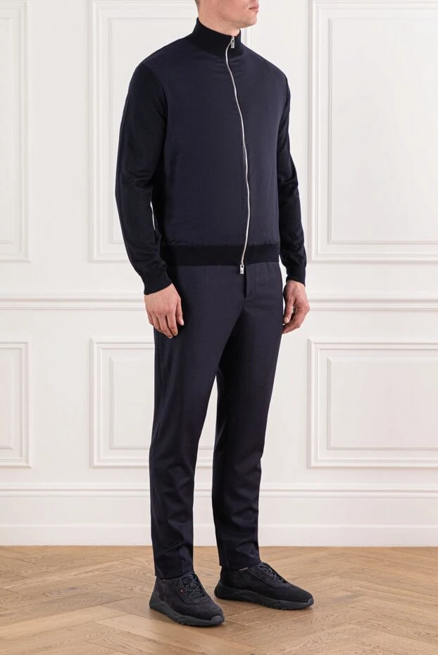 Tombolini қою көк түсті бомбардир күртеше бар жүн костюм 191511 - фото 3