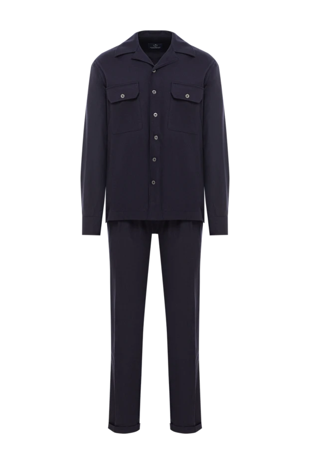 Үсті қара көк көйлекпен минималистік жүн костюмі - фото 1