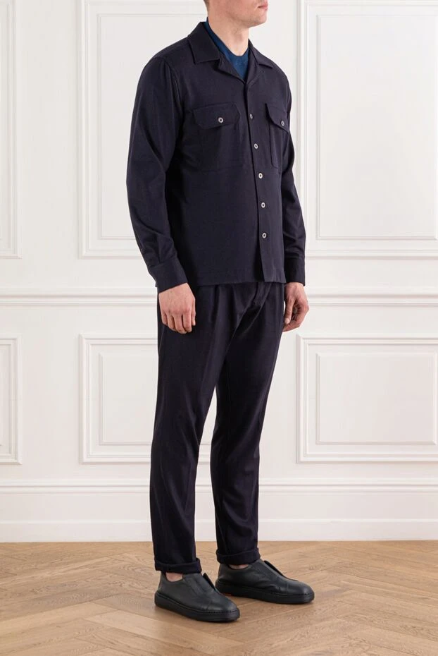 Scissor Scriptor минималистичный шерстяной костюм с рубашечным верхом темно синего цвета 191514 - фото 3