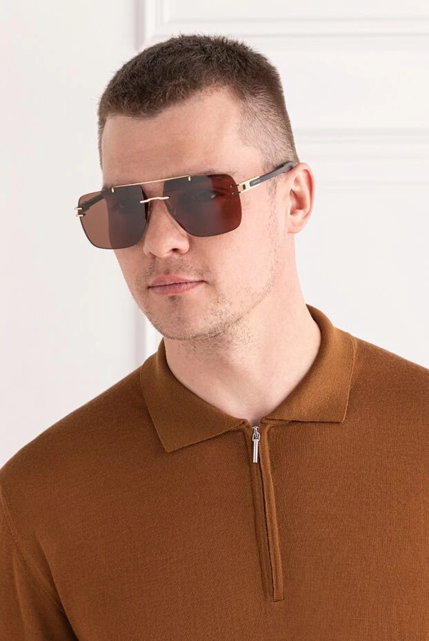 Chopard мужские солнцезащитные очки в безободковой оправе с коричневыми линзами 191521 - фото 2