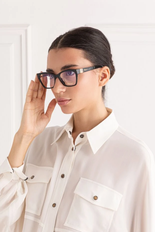 Chopard оправа для очков черная в форме бабочки 191558 - фото 2