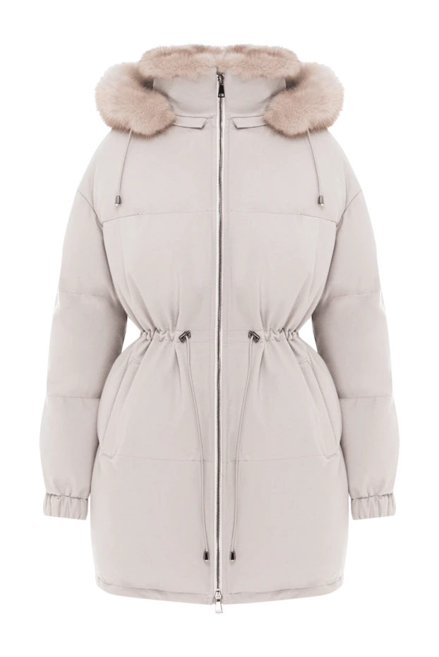 Женский кашемировая куртка бежевая с соболиной подкладкой
- фото 1