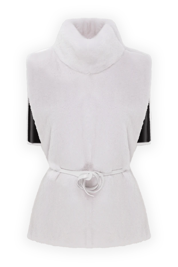 Natural mink fur vest with a stand-up collar, white
- photo 1