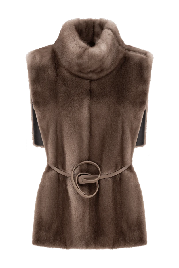 Жағасы тігілген, былғары белдігі бар күзен жилет - фото 1