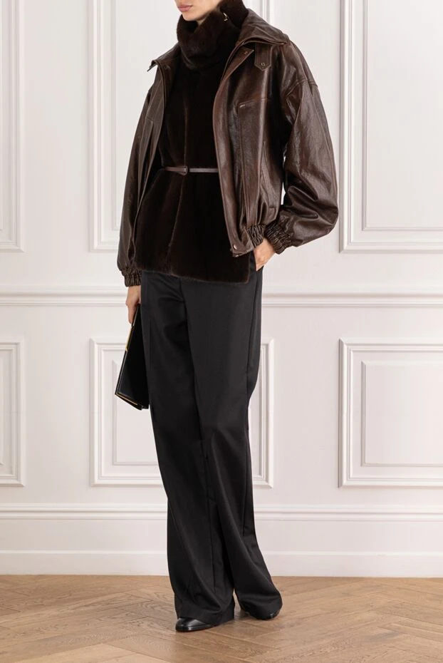 Brown smooth mink vest with a stand-up collar
 - photo 2