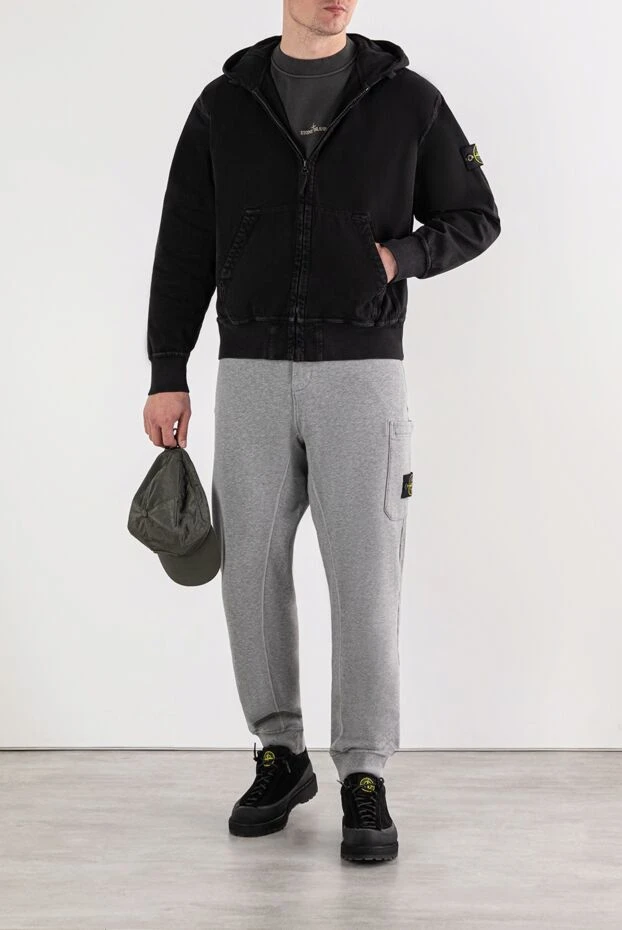 Stone Island черный худи из органического хлопка с ребристыми вставками 191569 - фото 2