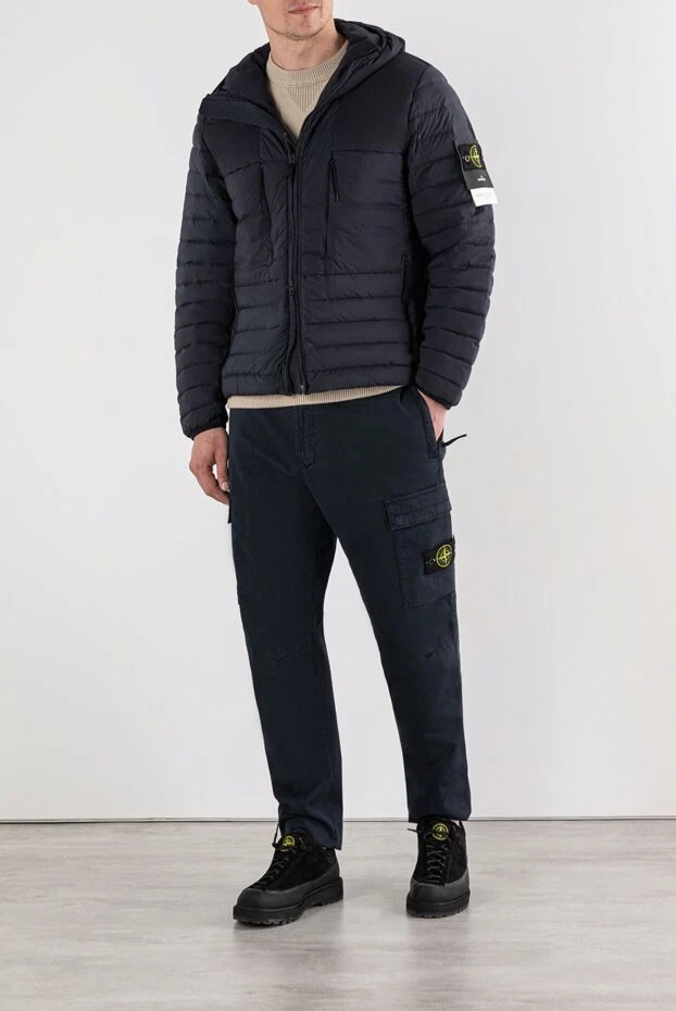 Stone Island пуховик глубокого синего цвета с горизонтальной стежкой 191571 - фото 2